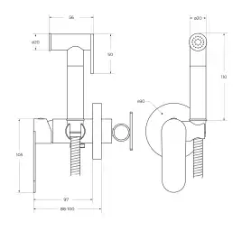 Гигиенический душ со смесителем Cezares STYLUS-DIF-BORO, Брашированное золото