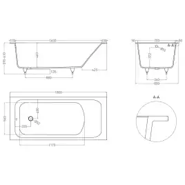 Ванна Salini ORLANDA 180х80 102022M из материала S-Stone, Белая матовая