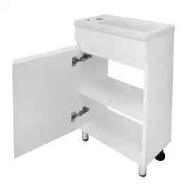 Тумба с раковиной Azario Эстима 40 CS00094579 левая напольная, Белая глянцевая