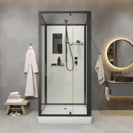 Душевая кабина Niagara Standart 90х90 ST90/15Q/BL/BK низкий поддон, черный профиль, без крыши