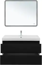 Тумба под раковину Aquanet Вега 2.0 100 черный, подвесная, 337951