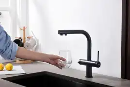 Смеситель для кухни Aquatek Европа AQ1385MB с подключением к фильтру с питьевой водой, Черный матовый