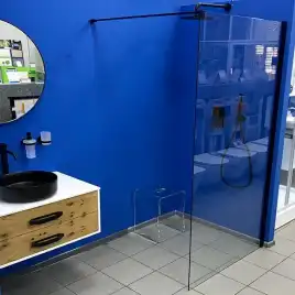 Душевая перегородка AVS Walk In 100 профиль черный, стекло прозрачное, 803-0014-200-10-BM-T