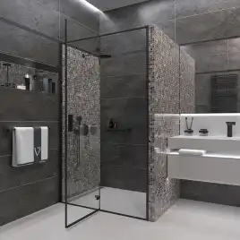 Душевая дверь Veconi Vianno VN-73B 80 см, VN73B-80-01-C4, профиль Черный, стекло Прозрачное