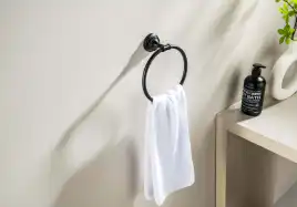 Держатель полотенец кольцо Aquatek Классик AQ4512MB, Черный матовый