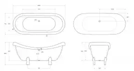 Акриловая ванна BELBAGNO 180х75 BB05 отдельностоящая, Белая