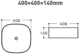 Раковина накладная Aquanet  TREND-1 40х40х14 квадратная, Белая глянцевая