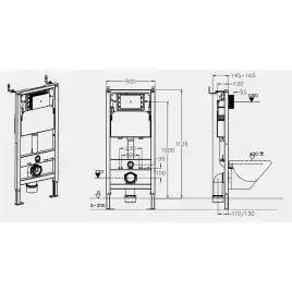 Инсталляция для подвесного унитаза AZARIO NEW AZ-510A 3/6л с возможностью подключения безконтактной клавиши смыва