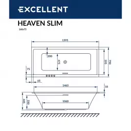 Акриловая ванна Excellent Heaven Slim 160х75 WAEX.HEV16WHS с тонким бортом, встраиваемая, Белая
