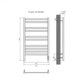 Полотенцесушитель электрический 50х90 Aquatek Поларис П10 AQ EL KO1090CH, диммер справа, Хром