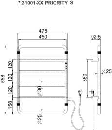 Полотенцесушитель электрический Allen Brau Priority 640х475 7.31001-31 черный electroplating