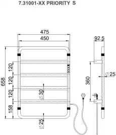 Полотенцесушитель электрический Allen Brau Priority 640х475 7.31001-31 черный electroplating