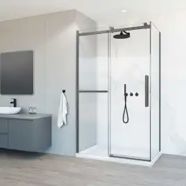 Душевой уголок Vincea Como Soft 110х90 VSR-1CS9011CLGM, дверь раздвижная, профиль вороненая сталь, стекло прозрачное