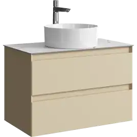 Тумба с раковиной подвесная Aqwella Geometria 80 GE01082MD+STG814X476MW, со столешницей мрамор белый, цвет морская дюна