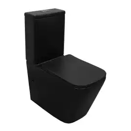 Унитаз-компакт Azario Black King AZ-8303-D напольный, безободковый, в комплекте с бачком и сиденьем микролифт, Черный матовый