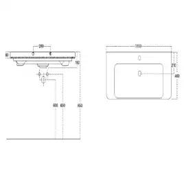 Раковина Sanovit LUXURY 105 11105-KL прямоугольная, Белая глянцевая