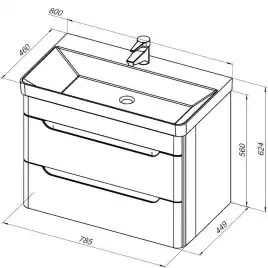Тумба под раковину Aquanet София 80 белый глянец (2 ящика) 274002