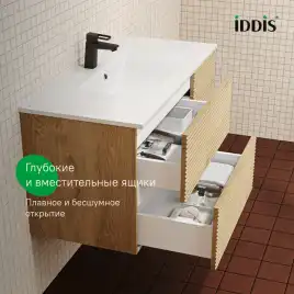 Тумба с раковиной IDDIS Bild 100, подвесная, Дуб светлый, BIL10V0i95K