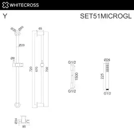 Душевой гарнитур WHITECROSS  SET51MICROGL, Золото глянцевое