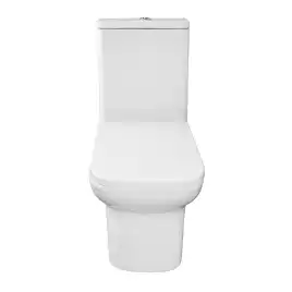 Унитаз напольный Azario Alba AZ-8323 безободковый, с бачком и сидением микролифт, Белый глянцевый