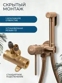 Гигиенический душ со смесителем AVS Slimmer брашированное розовое золото, 811-131-PG