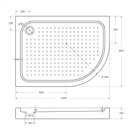 Акриловый душевой поддон BelBagno 120х80, TRAY-BB-RH-120/80-550-15-W-L, Белый