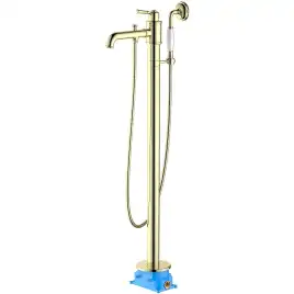 Напольный смеситель для ванны Aquatek Классик AQ1545PG, однорычажный, с внутренней частью, Полированное золото