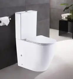 Унитаз напольный Azario MIRADA AZ-1289A безободковый, с бачком и сидением микролифт, Белый глянцевый