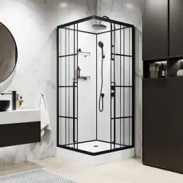 Душевая кабина Niagara Standart 90х90 ST90/15QR/KL/BKT низкий поддон, черный профиль, стекло прозрачное