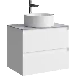 Тумба с раковиной подвесная Aqwella Geometria 65 GE01652WM+STG662X476GS, со столешницей серый камень, цвет белый