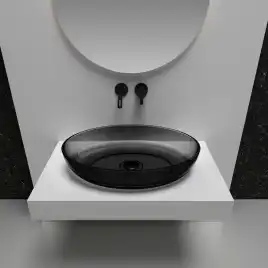 Раковина накладная ABBER KRISTALL 60х40х13 AT2801Onyx, овальная, черная