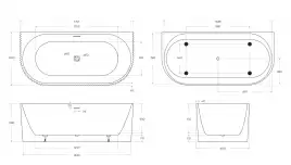 Акриловая ванна BELBAGNO 170х80 BB713-1700-800, отдельностоящая, Белая глянцевая