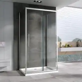 Душевой уголок ABBER Schwarzer Diamant 130х75 см, AG30130H-S75-S75, профиль хром, стекло прозрачное