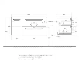Тумба под раковину Cezares ECO-CER-N 100 см, ECO-CER-N-1000-2C-1A-SO-BL-R (без ручек), Bianco Lucido