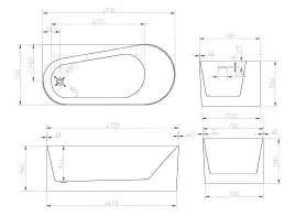 Акриловая ванна Abber 170х78 AB9496-1.7 L, отдельностоящая, Белая глянцевая