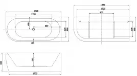 Акриловая ванна Aquanet Family Elegant B 180x80 3806-N-MW, белая матовая