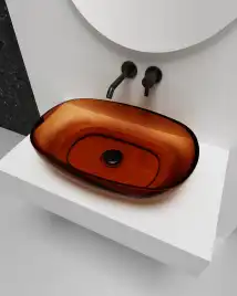 Раковина накладная ABBER KRISTALL 60х40х15,5 AT2805Opal, овальная, коричневая