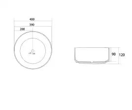 Раковина накладная ABBER BEQUEM 40х40х12 AC2109BG, круглая, матовое золото с черным