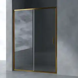 Душевая дверь в нишу AVS Вектор 140 см профиль брашированное золото, стекло прозрачное, 803-0002-195-14-GB-T