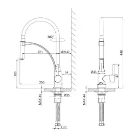Смеситель для кухни Lemark Soul LM6007BL поворотный излив, Черный