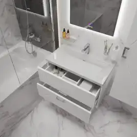 Тумба под раковину Grossman Луксор 80 подвесная, белая матовая (108051)