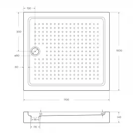 Душевой поддон Cezares TRAY-A 110х100 акриловый TRAY-A-AH-110/100-15-W Белый