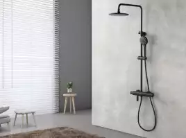 Душевая система Lemark Bronx LM3772BL для ванны с изливом, верхний и ручной душ, Черный матовый