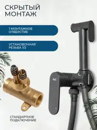 Гигиенический душ со смесителем AVS Beauty 811-531-MB, черный матовый
