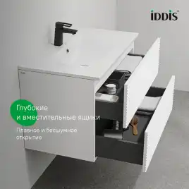 Тумба с раковиной IDDIS Bild 80, подвесная, Белая, BIL80W0i95K