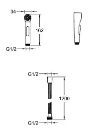 Гигиенический душ со смесителем Jacob Delafon E25838-CP однорычажный, Хром