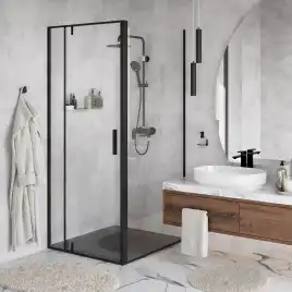 Душевой уголок WasserKRAFT Elbe 74P 90х90 74P03 профиль Черный стекло Прозрачное