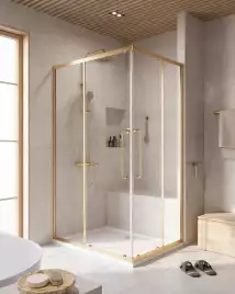 Душевой уголок CEZARES RELAX-304-AH-2-120/90-C-BORO стекло Прозрачное, профиль Брашированное золото