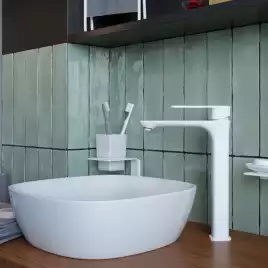 Смеситель для раковины IDDIS Slide SLIWT01i01 высокий цвет, Матовый белый