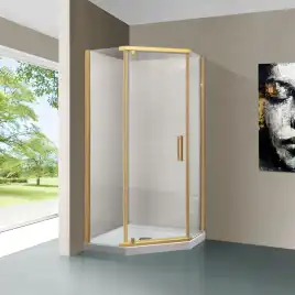 Душевой уголок Vincea Stresa 90х90 VSP-1S900CLG, дверь распашная, профиль брашированное золото, стекло прозрачное